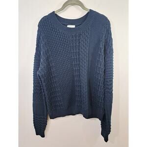 Market & Spruce Women's Navy Blue Open Knit Sweater In Size Large